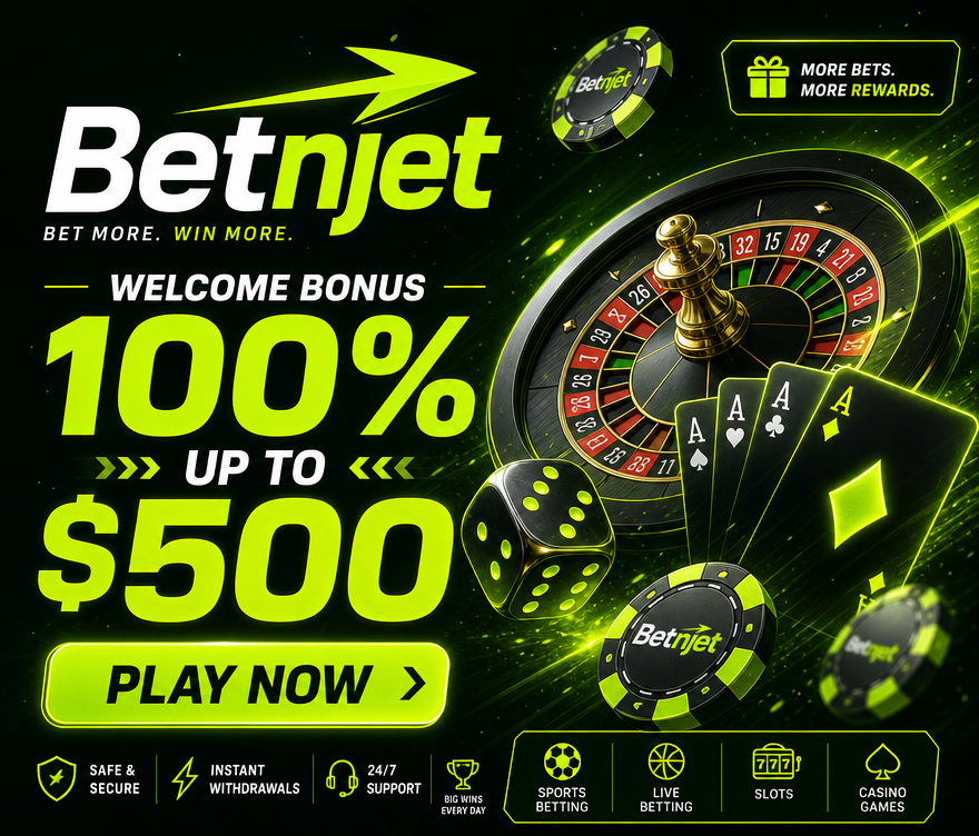 Betnjet — Welcome Bonus 100% up to $500. Play Now.