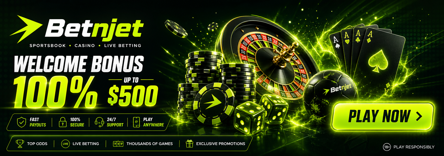 Betnjet — 100% Welcome Bonus up to $500. Bet Now.